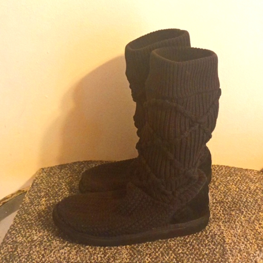 UGG black Argyle sweater knit women's boots size 7